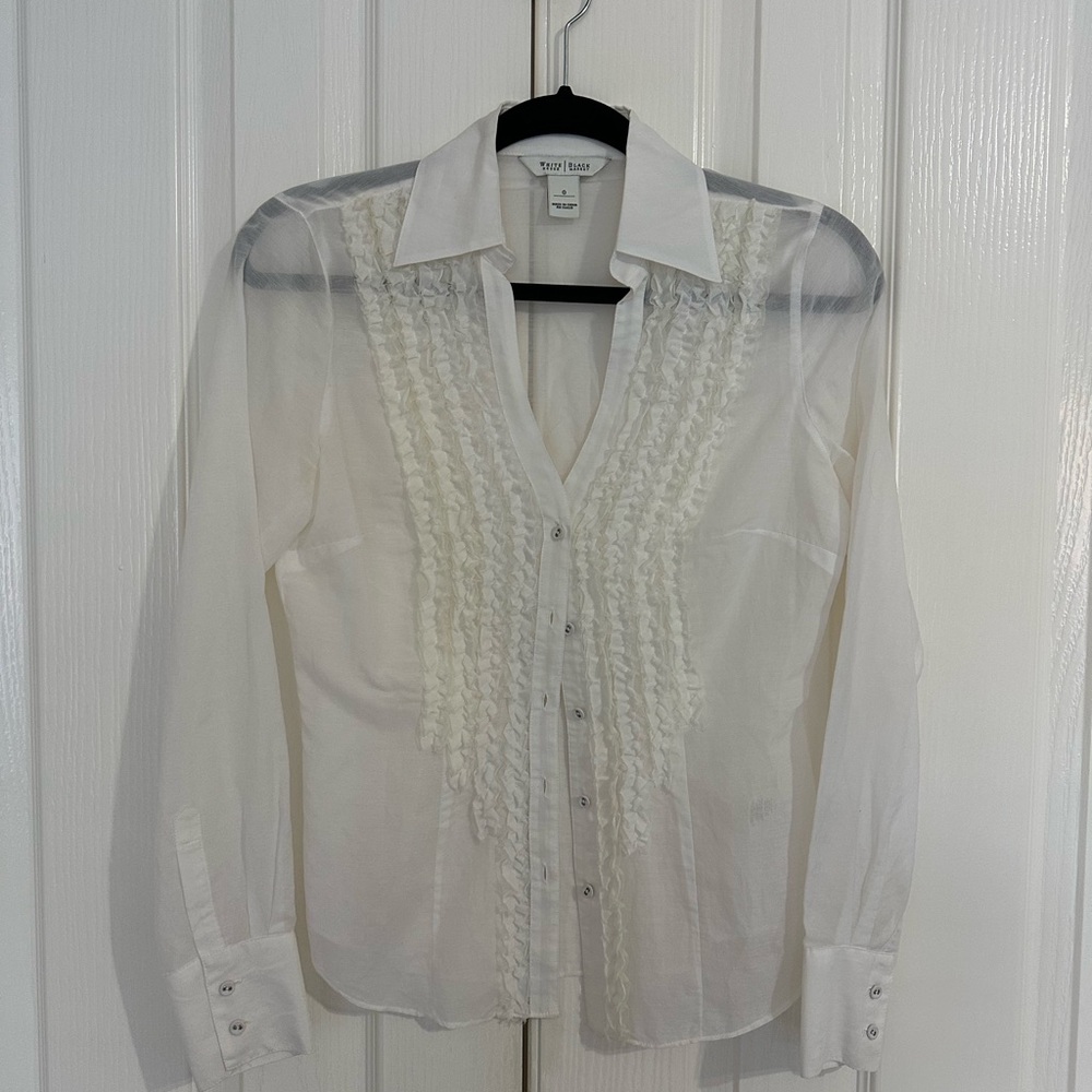 White House Black Market Sheer White Blouse